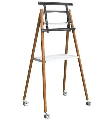 Picture of CommBox Karter Mobile Easel Stand with Rack in White - Suits Up to 65" or 50KG